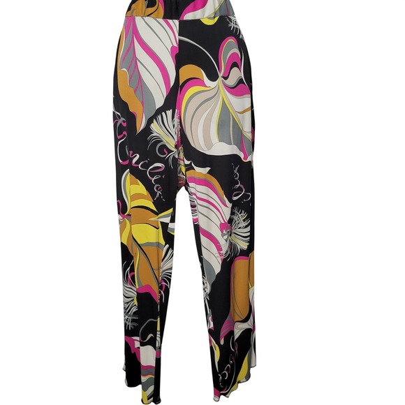Emilio Pucci Pants - Emilio Pucci Italian Silk Blend Wide Leg Abstract Print Pants Pink Yellow 12